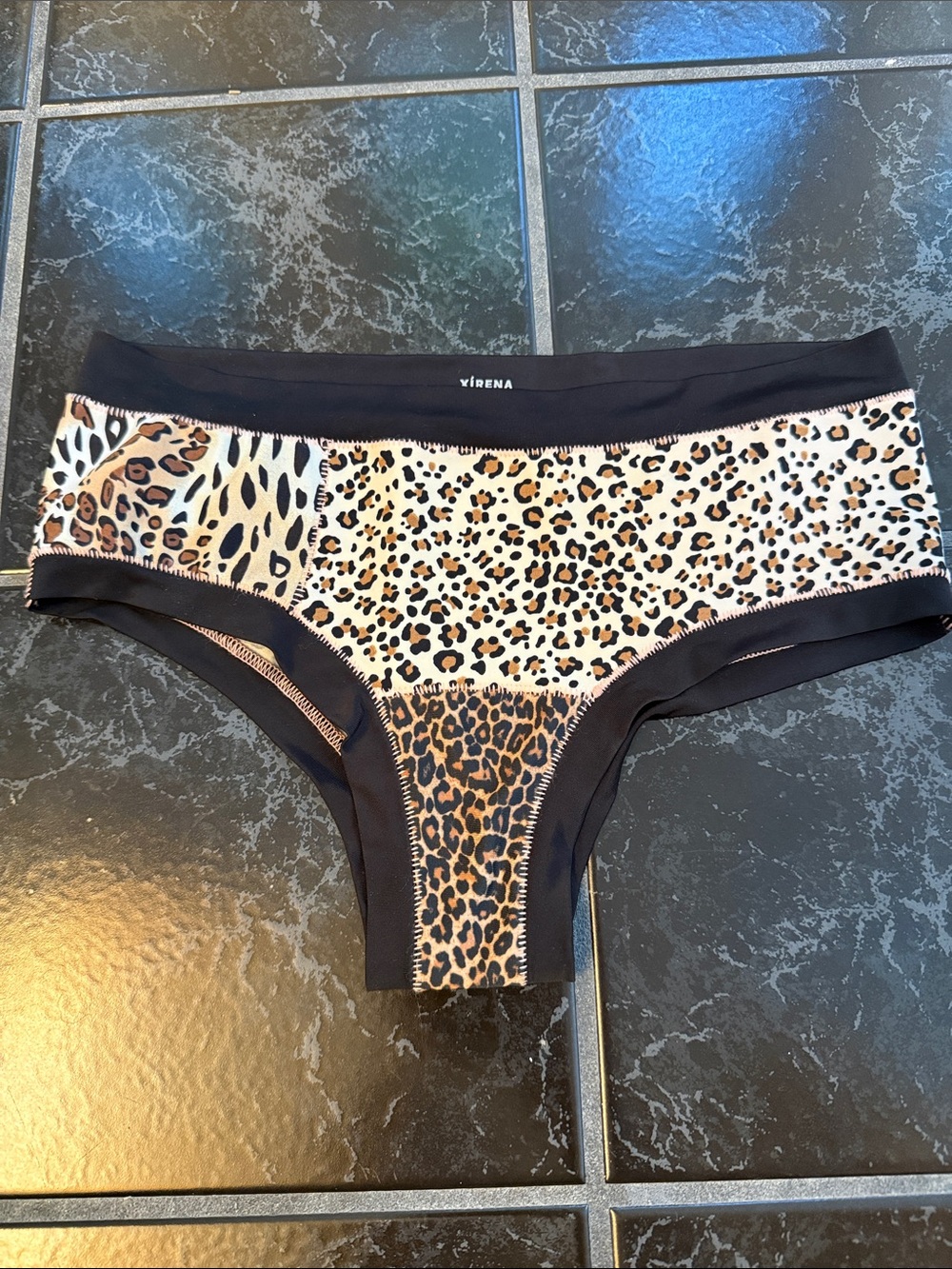 XiRENA Leopard Print Bikini Bottom - Black/Brown/Cream small
